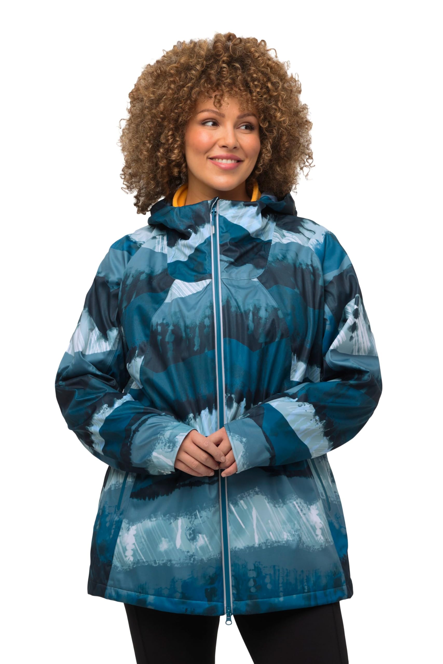 Ulla Popken Damen große Größen Übergrößen Plus Size HYPRAR 2-in-1-Fitnessjacke, wasserdicht, 2-Wege-Zipper 819300