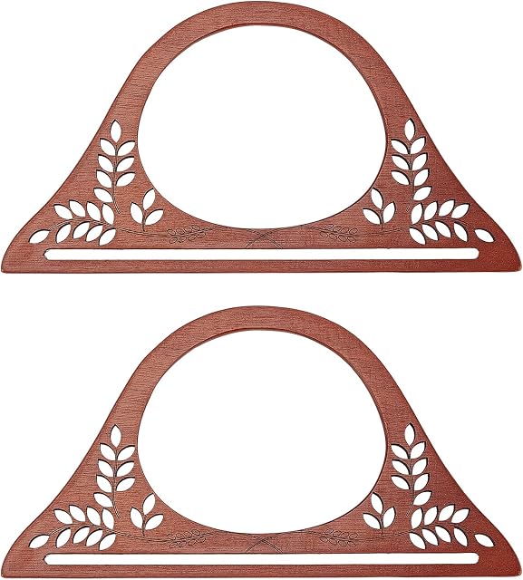 CHGCRAFT 2pcs Wooden D-Shaped Bag Handle Replacements Handmade Bag Purse Making Handles for Handbag Crafting Coconut Brown 5×10×0.2 inch