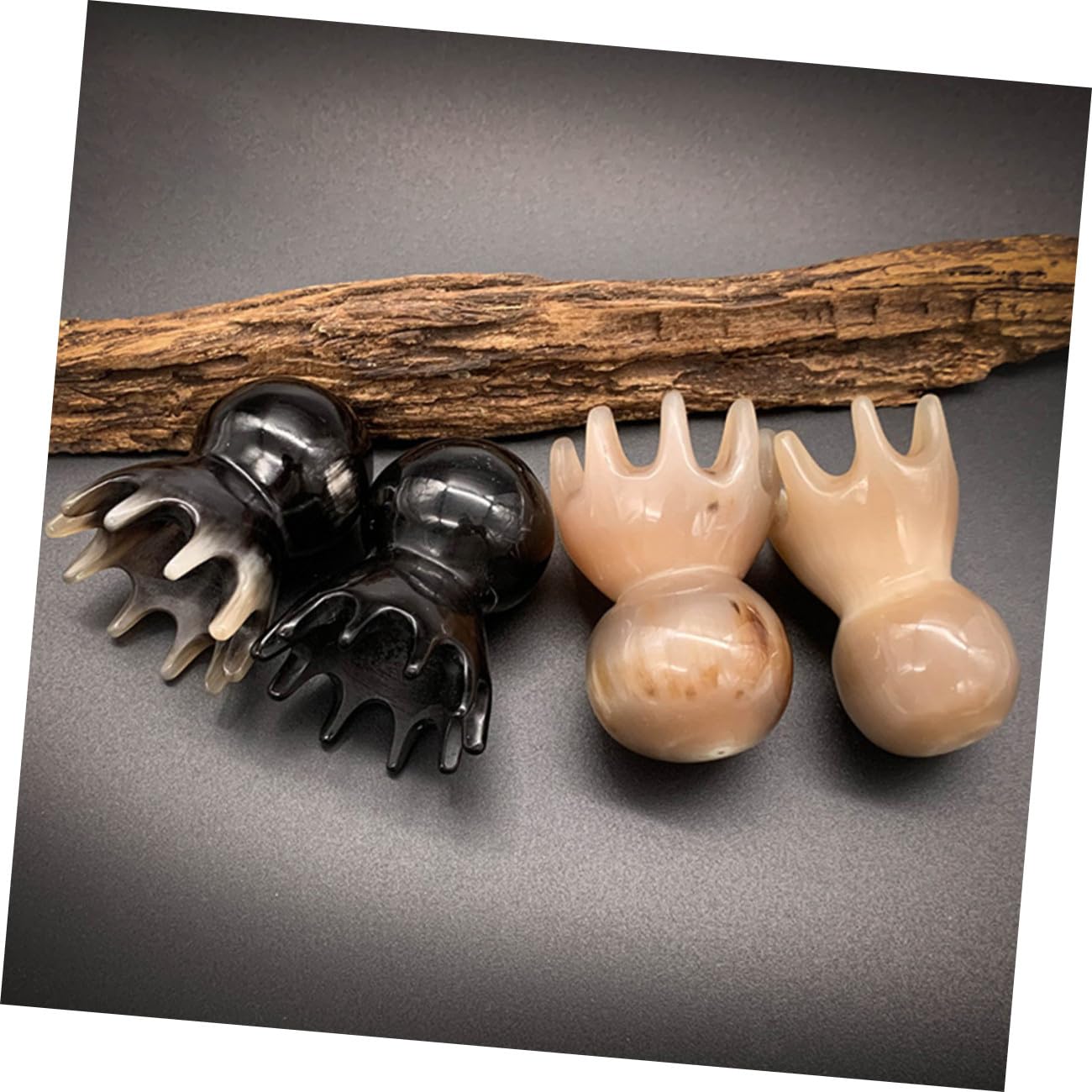 2pièces Peigne De Massage Corne De Yak Peigne Anti-statique Naturel Pour Soins Capillaires Noir Stimule Circulation Sanguine Et Soulage Les Tensions Cérébrales