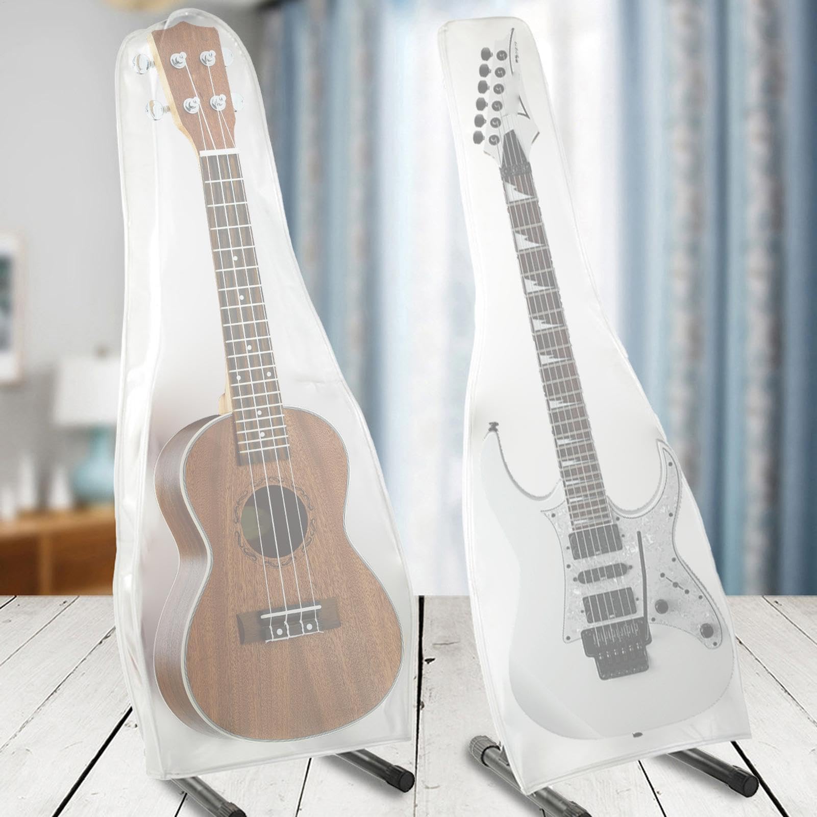 Gitarren-Staubhülle - Transparent Gitarrengehäuse, transparente matte Instrumentenhülle | Waschbare Staubschutzhülle Gitarrentasche, passt auf Akustikgitarrenhülle Vielseitige silberfarbene