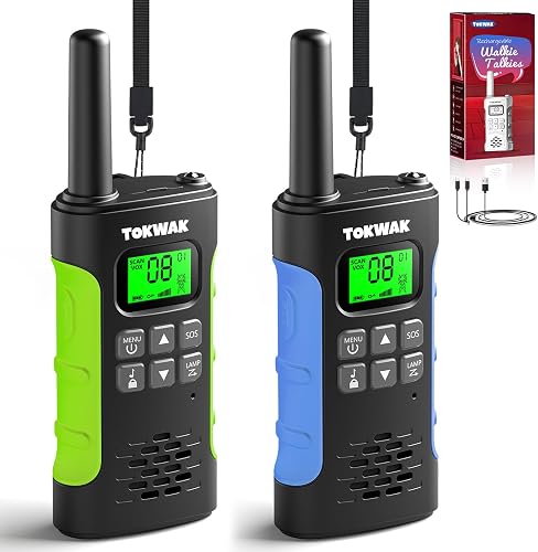Walkie Talkie Recargable de Largo Alcance para Niños Adultos USB-C 2 Piezas | Walkie-Talkies 16 Canales PMR446 con 1000mAh Li-Ion Batería y VOX, 3KM, Walky Talky para Ciclismo Camping Senderismo Regalos