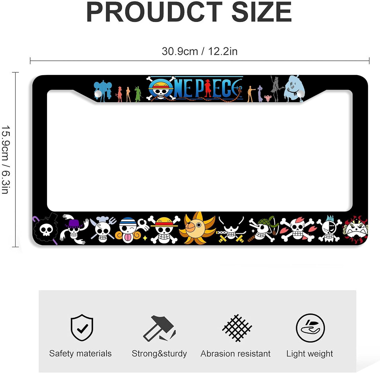 Anime License Plate Frame - 2 Pcs Set 2 Holes Metal Aluminum Auto Car Accessories Decoration License Plate Frame 12.2 x 6.3 inch