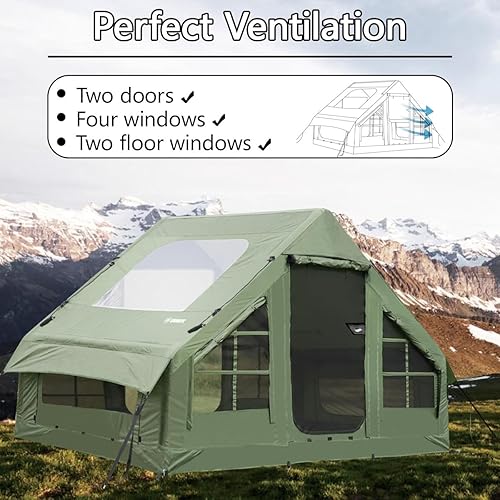 Miniatura 7 de Tienda inflable para camping, tiendas de campaña inflables Glamping 4 estaciones, tiendas de campaña con bomba, fácil instalación Oxford casa de