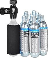 Vista 7 de Kits de Inflador CO2 BriskMore con Cartuchos de CO2 de 9X16g o 5 X 16g, Compatible con Válvulas Presta y Schrader, Bomba de CO2 para Neumáticos