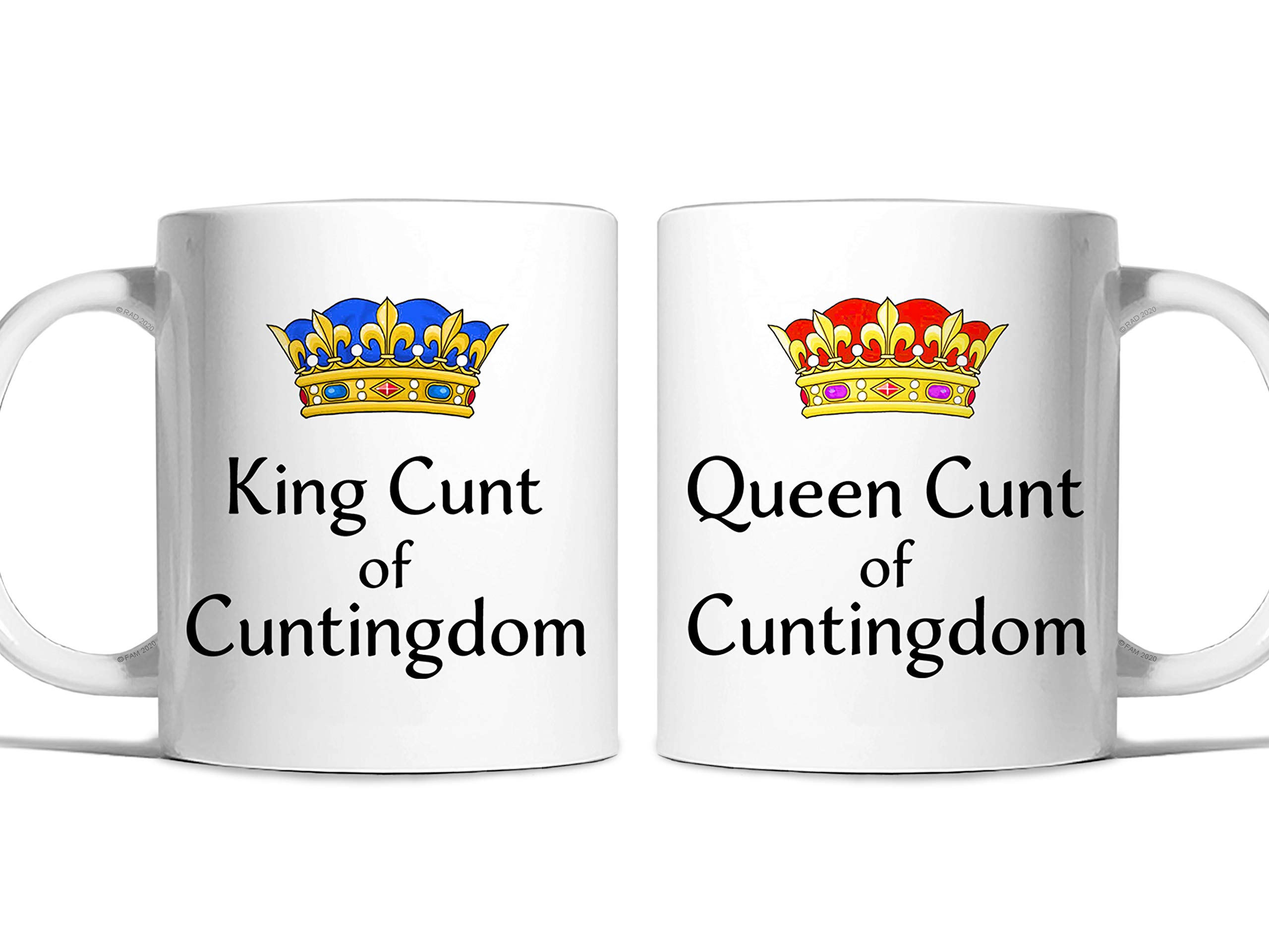 Risk-A Designs White King And Queen Cunt Of Cuntingdom Mug Set, Rude Mug Set, Couples Mugs, Wedding Gift, Rude Wedding Gift, Novelty Gift For Friends