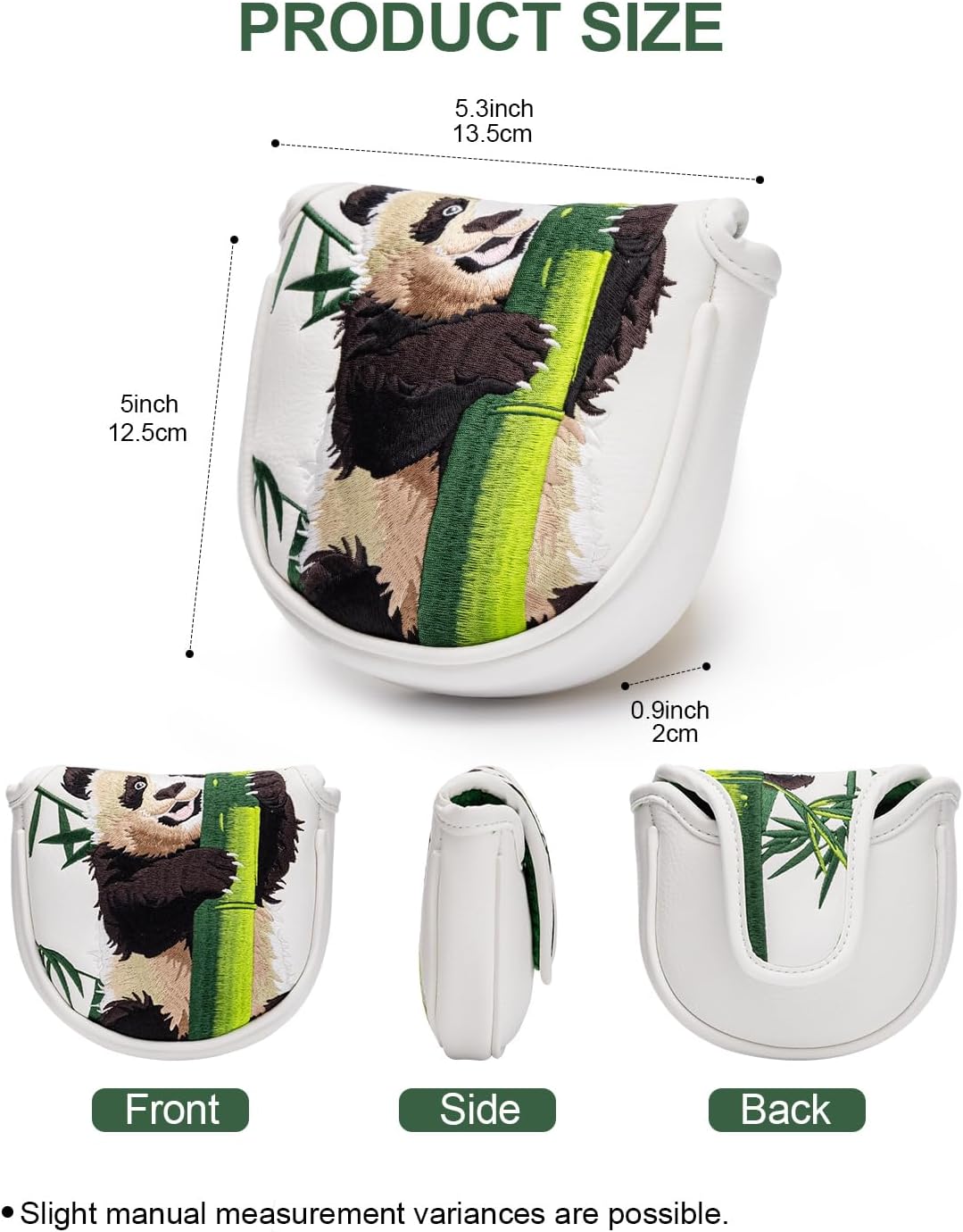 Golf Club Covers, Panda Style Golf Head Covers Funny for Drivers, Fairway Woods, Hybrids, Mallet and Blade Putter Golf Headcovers with Advanced Embroidery Soft Lined PU Leather for Most Brand