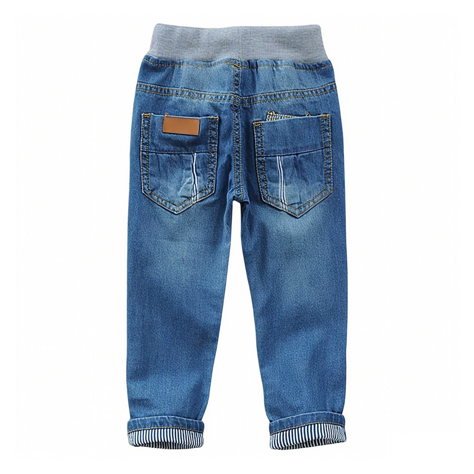 Genérico Pantalones Deportivos Niño Pantalones Vaqueros Rectos Lavados de Cintura Media Elásticos para Niño Pequeño Diseño con Bolsillos y Dobladillo a