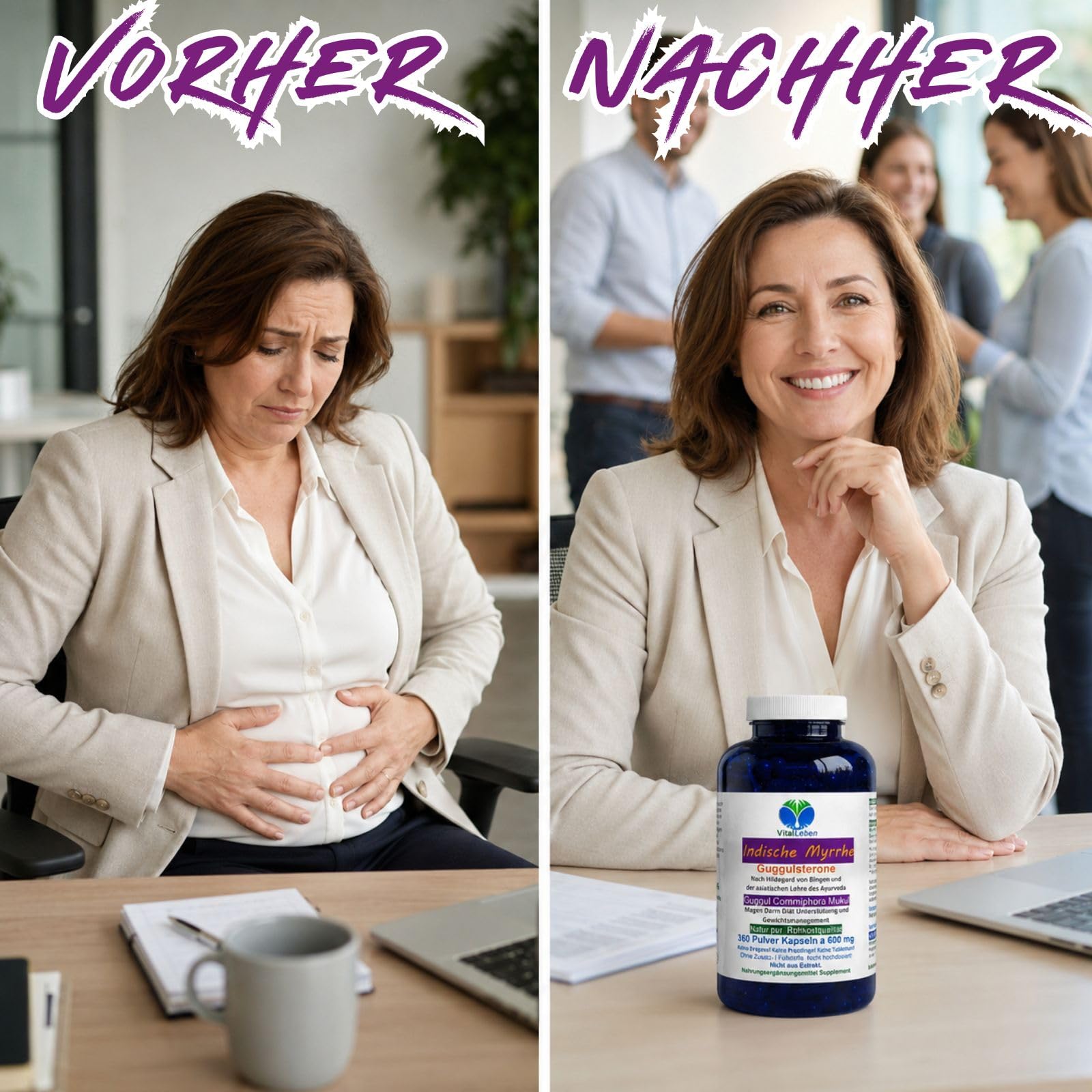GUGGUL Indische MYRRHE Ayurveda Guggulsterone 360 Pulver Kapseln - Commiphora Mukul Premium Qualität. NATUR PUR - OHNE ZUSATZSTOFFE - OHNE FÜLLSTOFFE. Abgefüllt in Deutschland. 26810-360