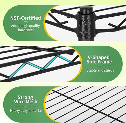Miniatura 19 de BestOffice Estantes de almacenamiento de alambre de 3 niveles con ruedas 23 x 13 x 31 pulgadas Cromado Estantes ajustables Estante de metal