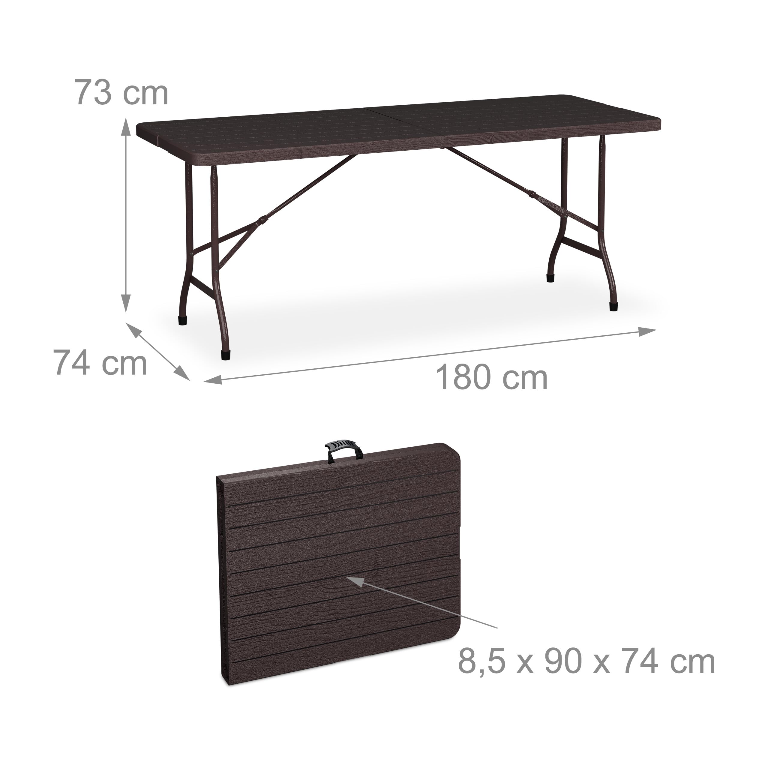 Relaxdays Tavolo da Birreria con Panche, Set da Giardino, Panchine e Tavolino 180 cm Pieghevoli, Aspetto Legno, Marrone