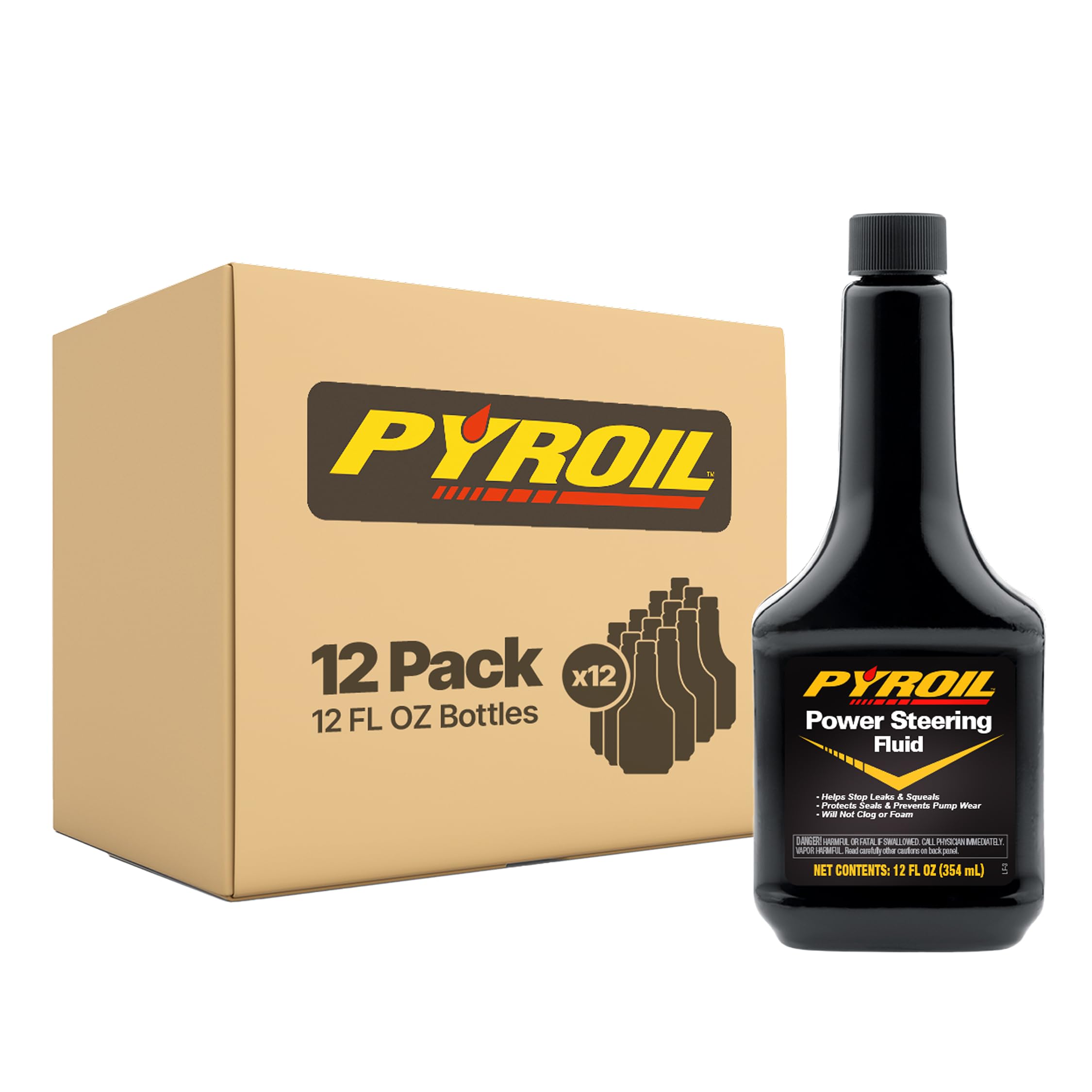 Pyroil Power Steering Fluid, Helps Reduce Whining &amp; Wear, Conditions Seals and Hoses, for Approved Power Steering Systems, 12 FL Oz (Pack of 12) Not for use in Honda &amp; Acura Vehicles
