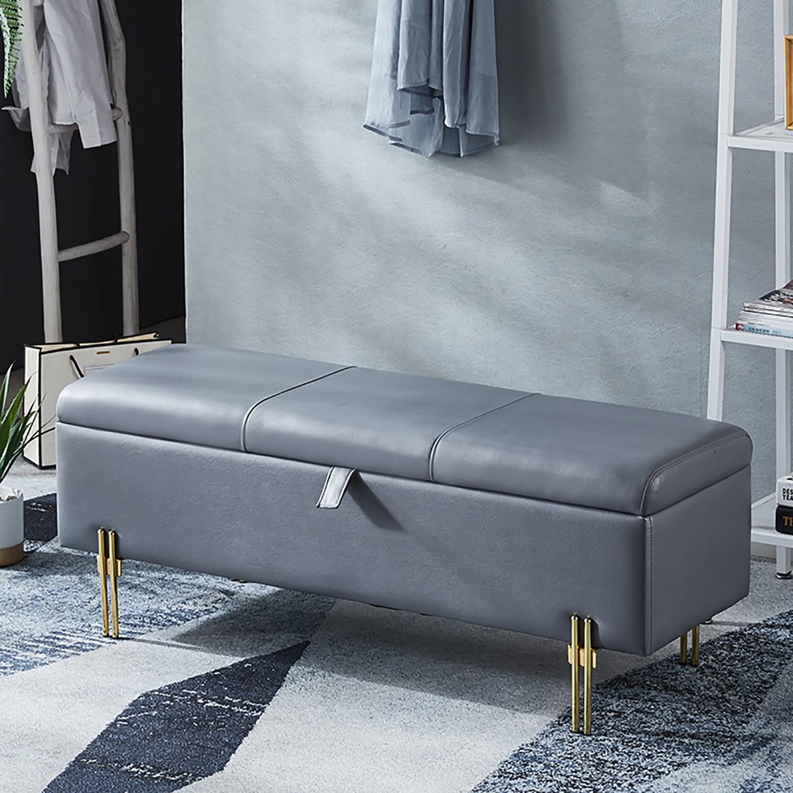 Banc d'entrée avec rangement grand volume coffre salon chambre cuir