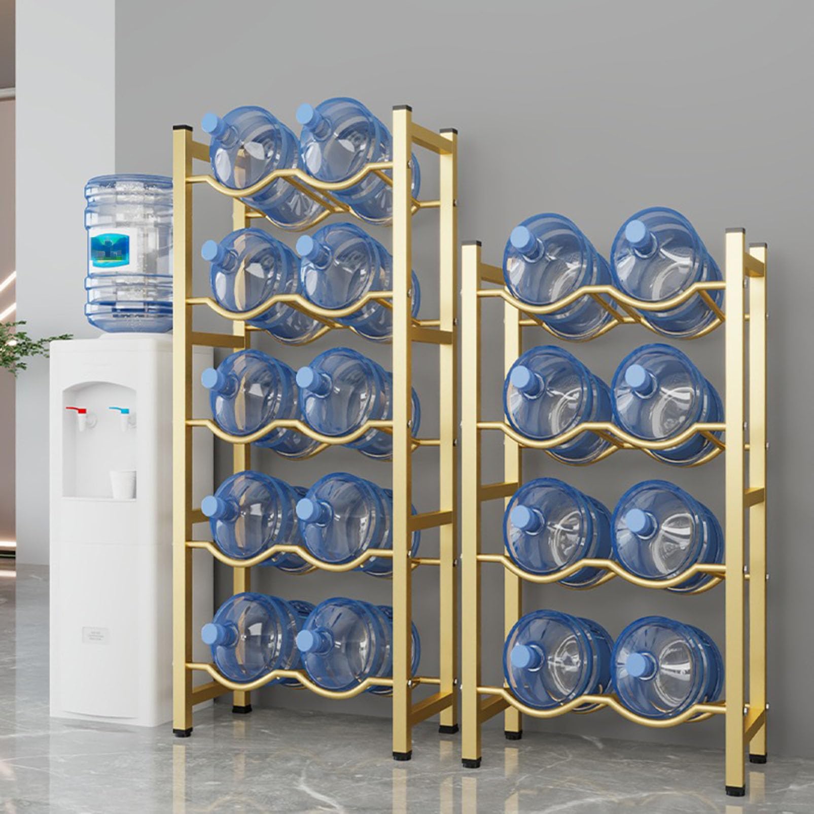 Soporte y dispensador de botellas de agua de alta resistencia – Estante de 5 galones para cocina, oficina, despensa, garaje y almacén – Solución de almacenamiento de enfriador de agua