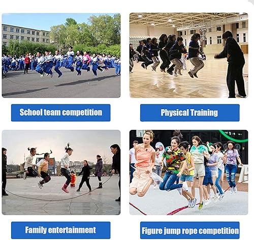 Miniatura 8 de Cuerda de saltar de 23 pies de largo para niños y adultos, cuerda de saltar holandesa doble, cuerdas de saltar ajustables con núcleo de cuerda