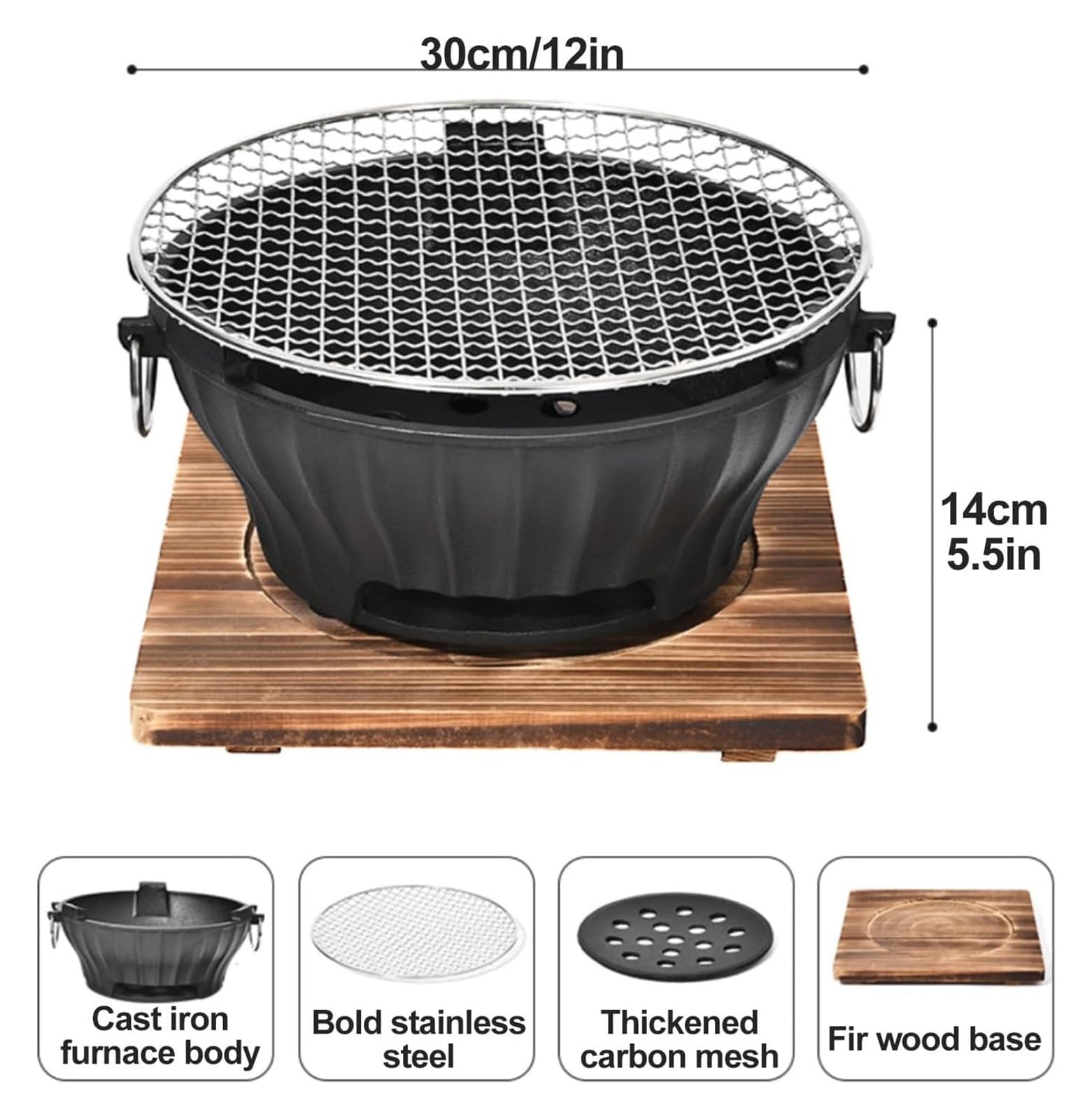 Grill węglowy Żeliwny grill Hibachi, grill węglowy BBQ przenośny piecyk do grilla Mini grill węglowy Piec kempingowy Piec na piknik na świeżym powietrzu, impreza z grillem, piknik domowy, kemping