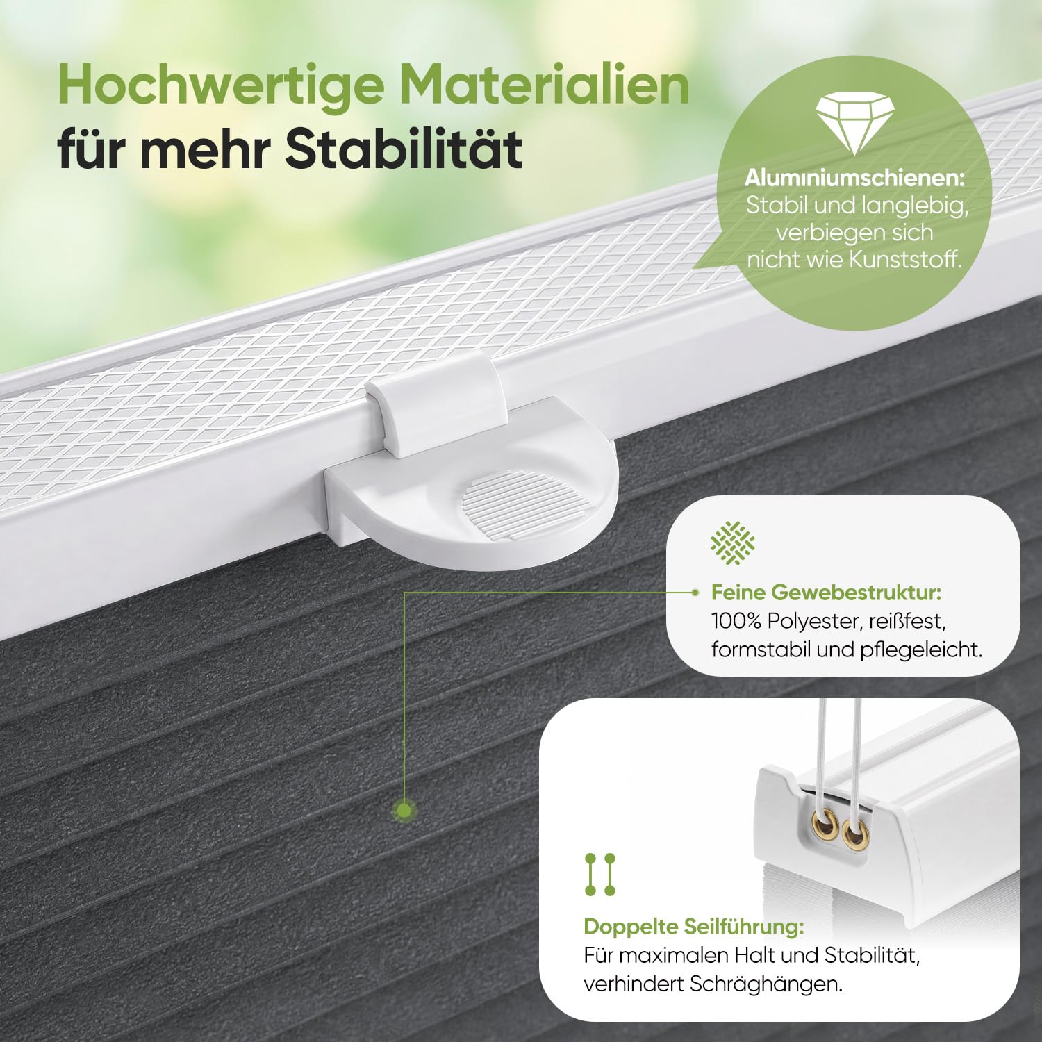 SALCAR Wabenplissee ohne Bohren Verdunkelung, Thermo Doppelplissee Klemmfix Up & Down, Hitze- & Schallschutz Plissee Faltrollo für Fenster und Türen, Zweifarbig (Weiß/Anthrazit), B 100 x H 120 cm