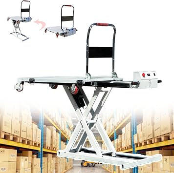 Hydraulic Lift Cart,Hydraulic Lift Table Cart,Mobile Hydraulic Scissor Lift, Small Flatbed Truck for Easy Transport, 300kg Capacity, 43.3In Lifting Height, Electric Scissor Lift Table