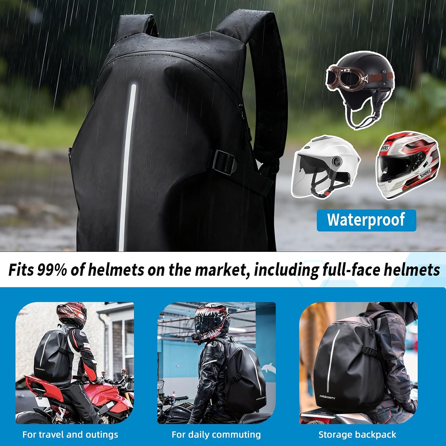 Motorcycle Helmet Backpack Motorcycle Backpacks for Men Motorcycle Travel Accessories Gear Waterproof & Large Capacity