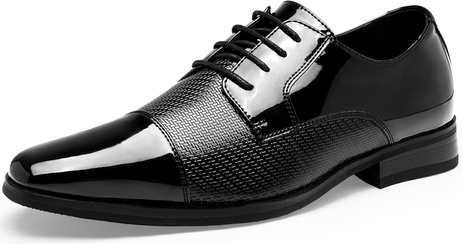 Jousen Mens Dress Shoes Tuxedo Patent Oxford Classic Comfortable Dress Shoes for Men