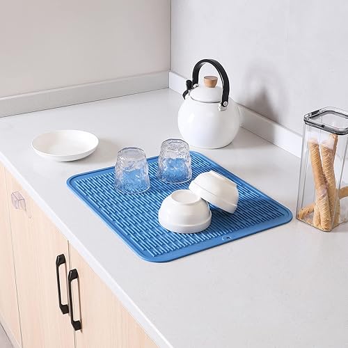 Miniatura 654 de Tapete de silicona para secado de platos para múltiples usos, fácil de limpiar, ecológico, resistente al calor, tapete de silicona para encimera
