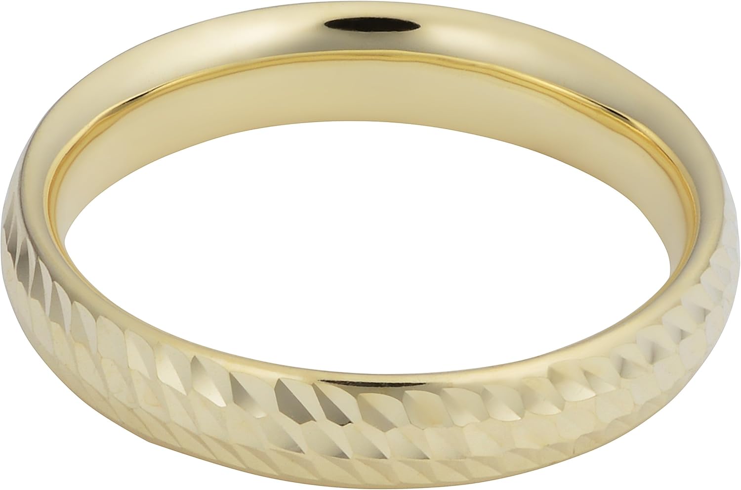 Kooljewelry 14k Yellow Gold Diamond-Cut Wedding Band Ring (4 mm)