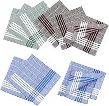 9 Pieces Handkerchiefs for Men - 100% Cotton Handkerchiefs, Traditional Design, Reusable Handkerchiefs (40 x 40 cm), multicoloured, L