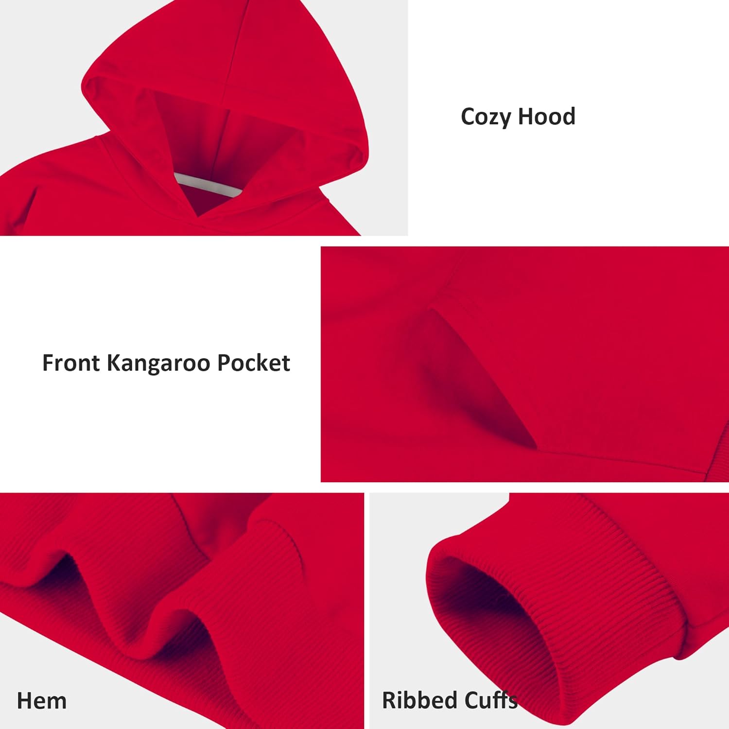 BIG ELEPHANT Boys' Hooded Sweatshirt - 100% Cotton,Lightweight Long Sleeve Hoodie with Pocket for School & Casual Wear - Image 4