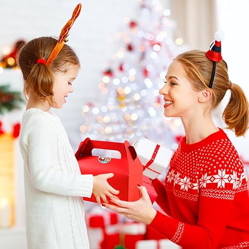 Vista 10 de Lainrrew 30 cajas de dulces a dos aguas, pequeñas cajas de regalos de fiesta de Navidad, caja de regalo de papel kraft para decoraciones de fiesta