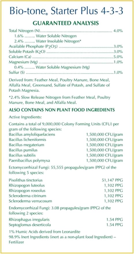 Espoma Organic Bio-Tone Starter Plus 4-3-3 Fertilizante Orgánico 8 lb miniatura 3