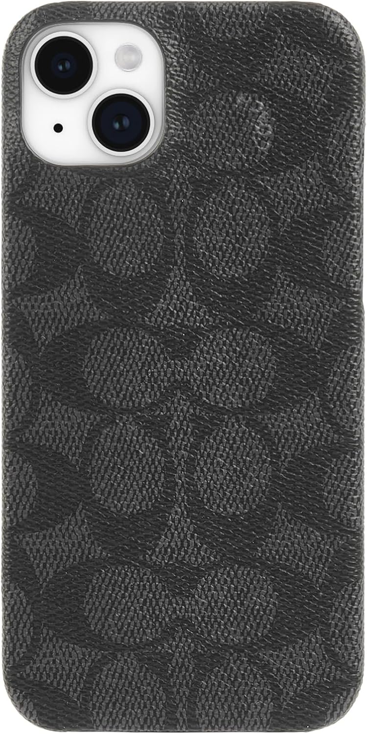 Coach Signature Canvas Slim Wrap iPhone 15 Plus Case, Compatible with Wireless Charging - Signature Charcoal