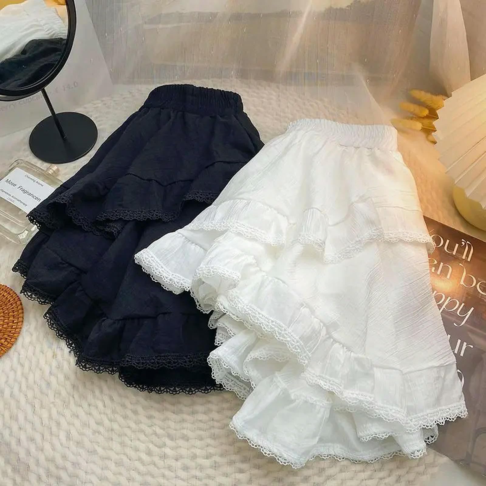 Falda Larga Mujer Winist White Black Irregular Irregular Mini Skirt Style School Ruffles Cortos De Falda Women Streetwear