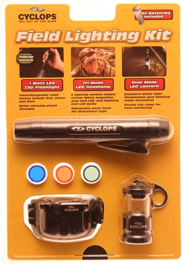 CYCLOPS LED Field Lighting Kit 3-Piece Flashlight Headlamp Lantern CYC-FHLC