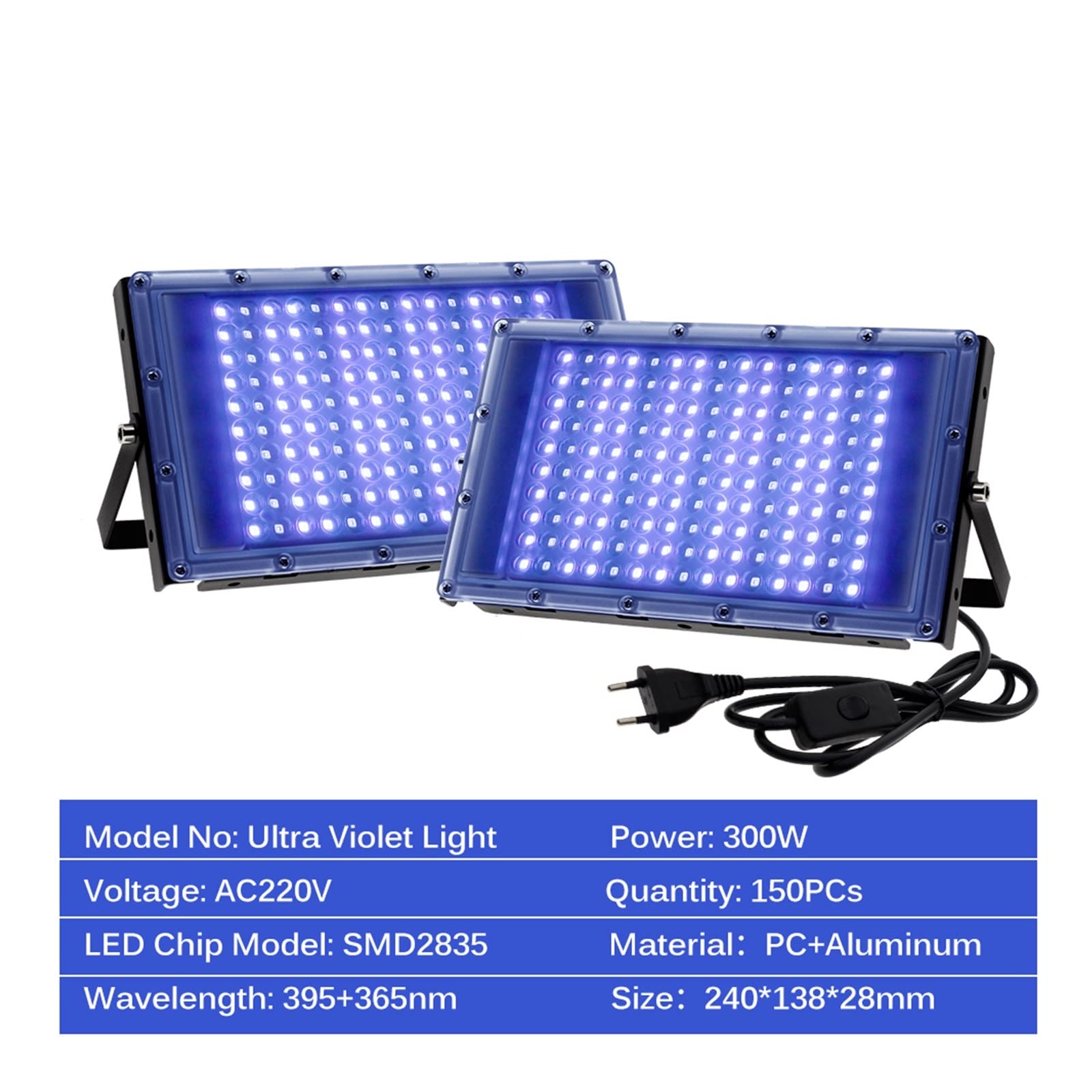 LED-UV-Gel-Härtungslampe, LED-UV-Flutlicht 150 LEDs 300 W UV-Licht wasserdichte Lampe for UV-Kleber-Härtung 3D-Druck-Leiterplatten-Härtung einfach zu bedienen