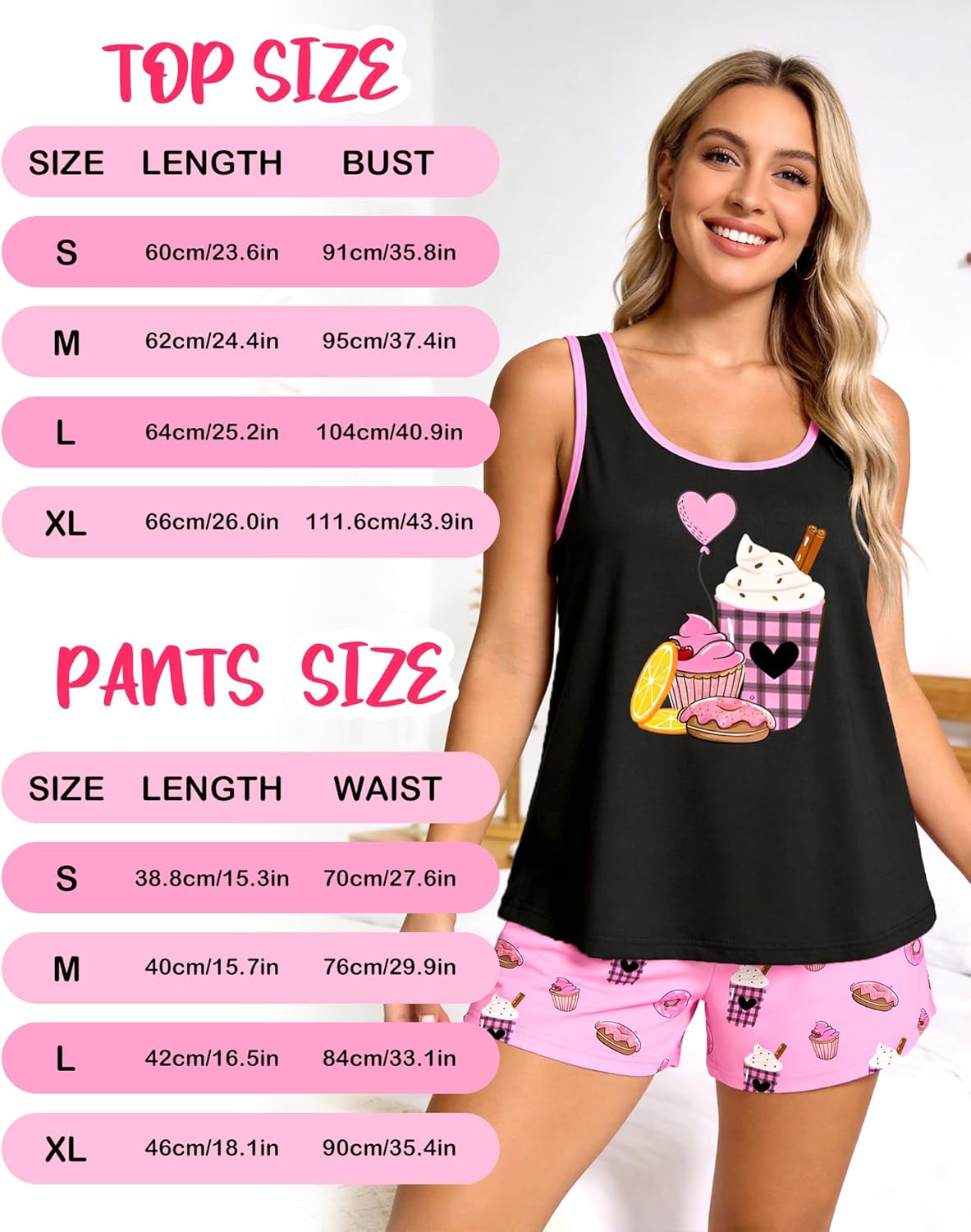 Womens Pajamas Sets 2 Piece Soft Tank Top and Shorts Pj Set Summer Sleeveless Sleepwear Cute Cami Lounge Set S-XL - Image 7