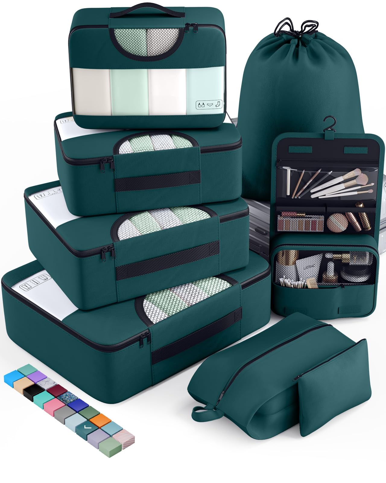 Veken 10 Set/8 Set /6 Set Packing Cubes for Travel Essentials, Suitcase Organizer Bags in 4 Sizes, Carry-On Luggage Accessories with Large Laundry Bag, Must-Have for Airplane, Road Trip & Camping