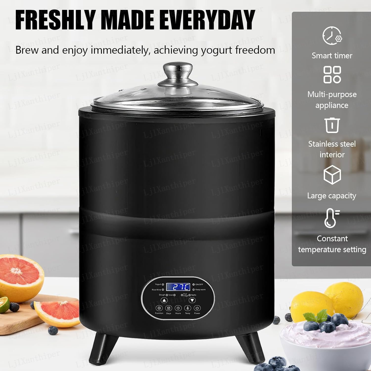 Komercyjna jogurtownica,Maszyna Do Fermentacji Jogurtu 8 L/12 L,Kontrola Czasu I Temperatury,Fermentacja W Stałej Temperaturze 360°,Do Domowego Jogurtu,Wina Ryżowego Natto White-12L