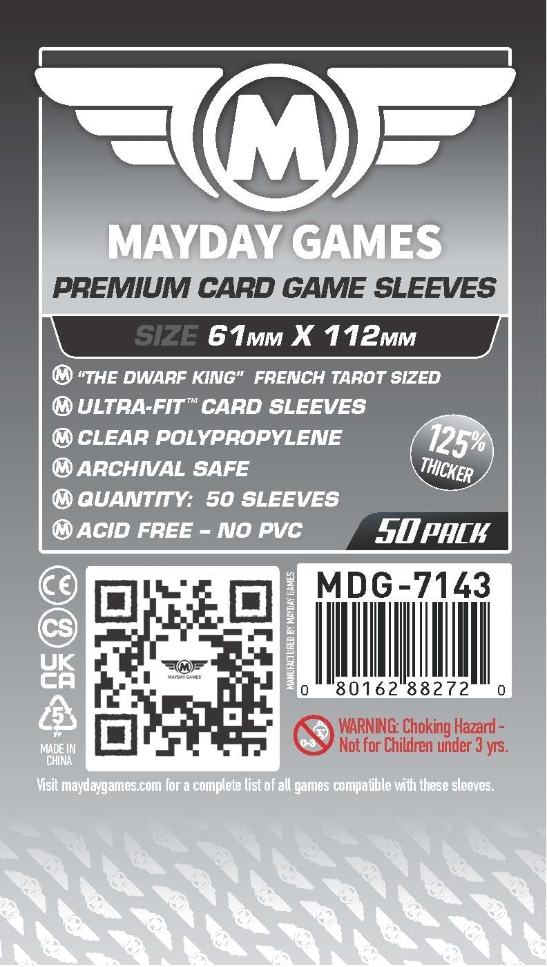Mayday Games Sleeves: - Premium Magnum Platinum - French Tarot, Dwarf King(61 x 112mm) (x50)