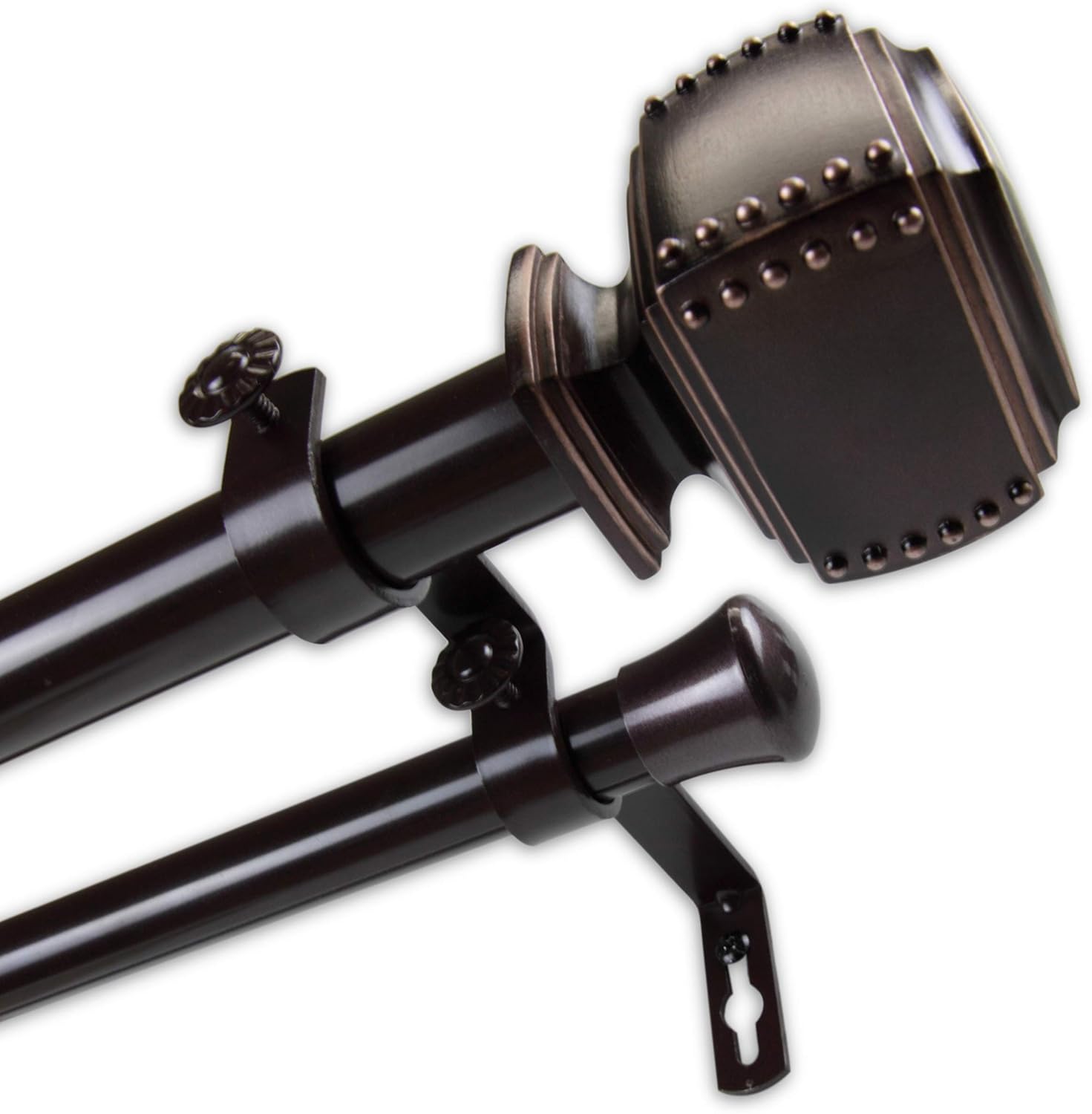 Rod Desyne 100-27-669-D 1" Bennett Double Curtain Rod, 66-120", Bronze : Home & Kitchen