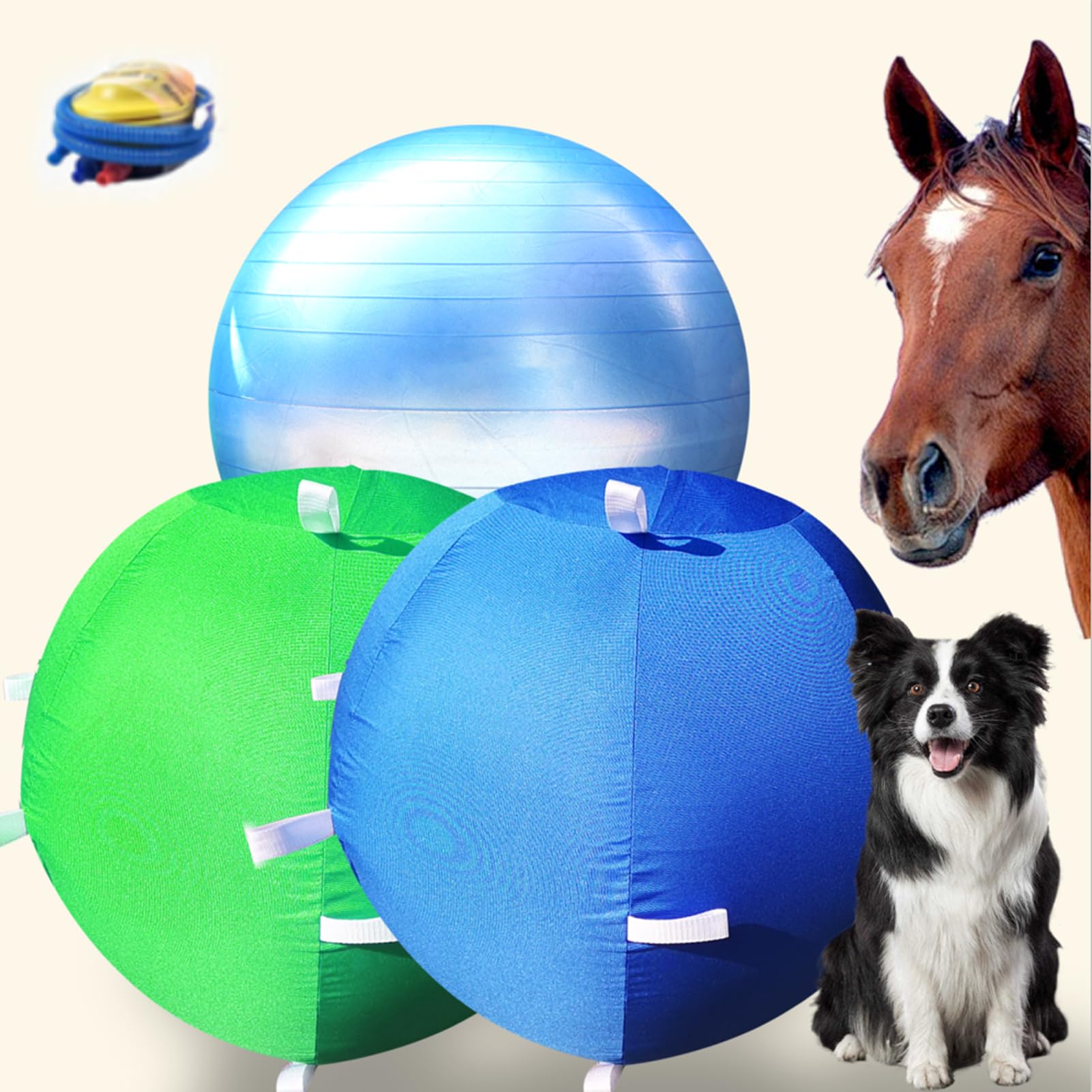 25 Herding Ball for Dogs Blue Heelers with 2 Chew Straps Covers - Extra Large Giant Horse Ball