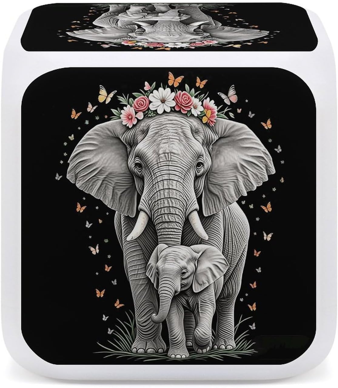 Cute ElephantDigital Alarm Clock with 7 Color Changing Night Light Smart LED Display Desktop Clock for Heavy Sleepers, Bedside Small Alarm Clocks with Date Temperature Display image 5