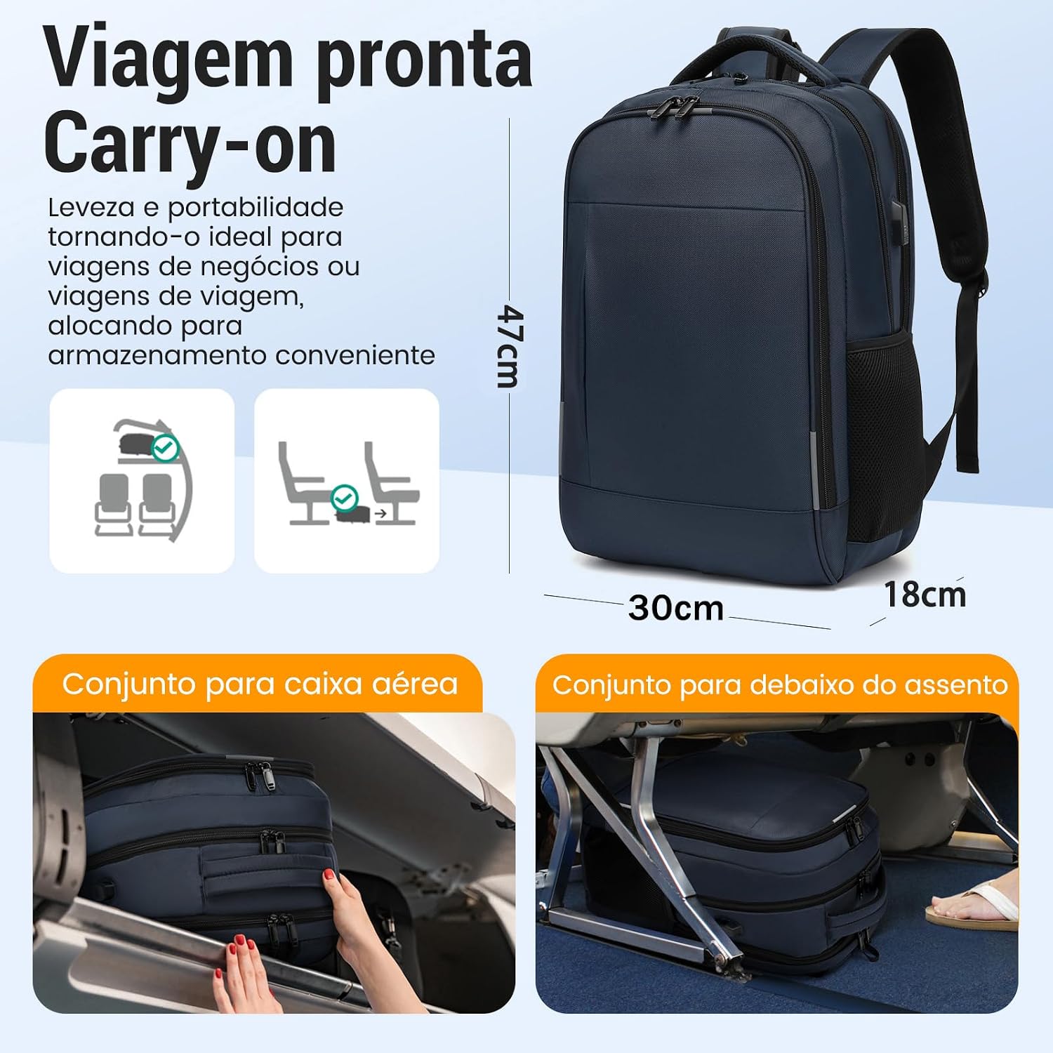 Mochila Grande para Notebook 17.3 Masculina Feminina,Mochila Backpack Executiva Antifurto, Reforçada, Saídas USB,Impermeável, Escolar, Faculdade, Trabalho,Viagem,Presente (Azul escuro) Mochila Grande para Notebook 17.3 Masculina Feminina,Mochila Backpack Executiva Antifurto, Reforçada, Saídas USB,Impermeável, Escolar, Faculdade, Trabalho,Viagem,Presente (Azul escuro)