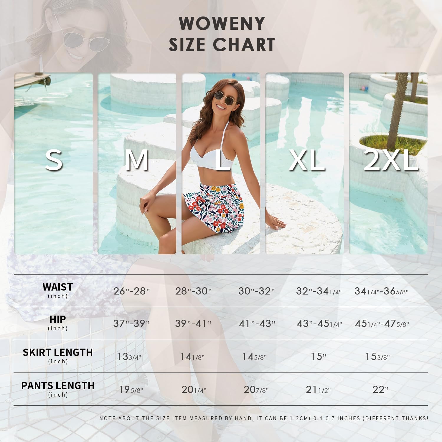 WOWENY Swim Skirt for Women 2 Layered Ruffled Flowy Floral High Waisted Swimsuit Built-in Swim Bikini Bottoms