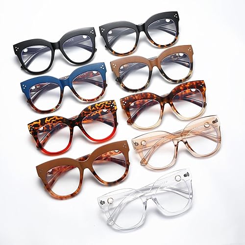 Miniatura 7 de LJCZKA Gafas de gran tamaño con bloqueo de luz azul, retro, gruesas, ojo de gato, para mujer, antifatiga ocular