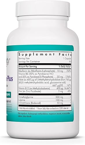 Miniatura 2 de Nutricology Homocisteína Plus - Vitaminas B, Glutatión, 5-MTHF - 90 Cápsulas Vegetarianas