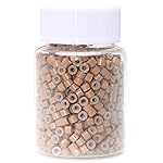 NIACONN 1000Pcs 4mm Light Brown Hair Tinsel Beads, Microlink Rings I Tip Hair Extension Beads with Silicone Lined