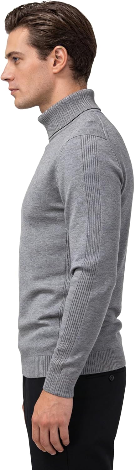 Men's Turtleneck Sweaters Long Sleeve Solid Pullover Sweater Casual Thermal Knit Sweater Tops