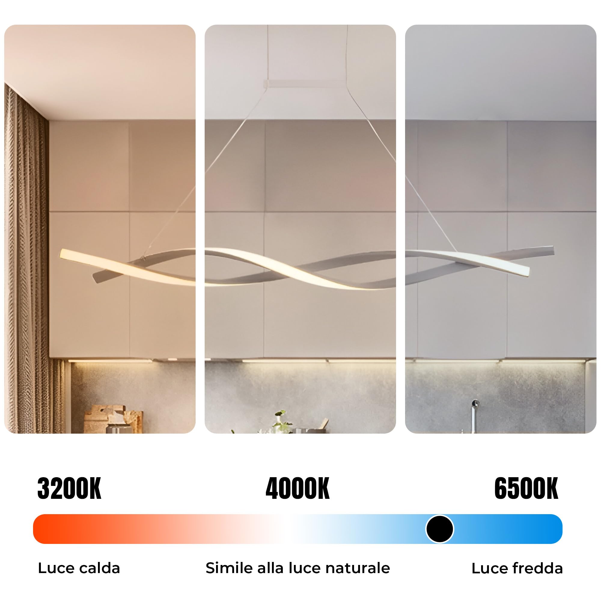 Arcadia Lampadario a Sospensione 5000LM 45W 100cm - Modello Hera (Bianco)
