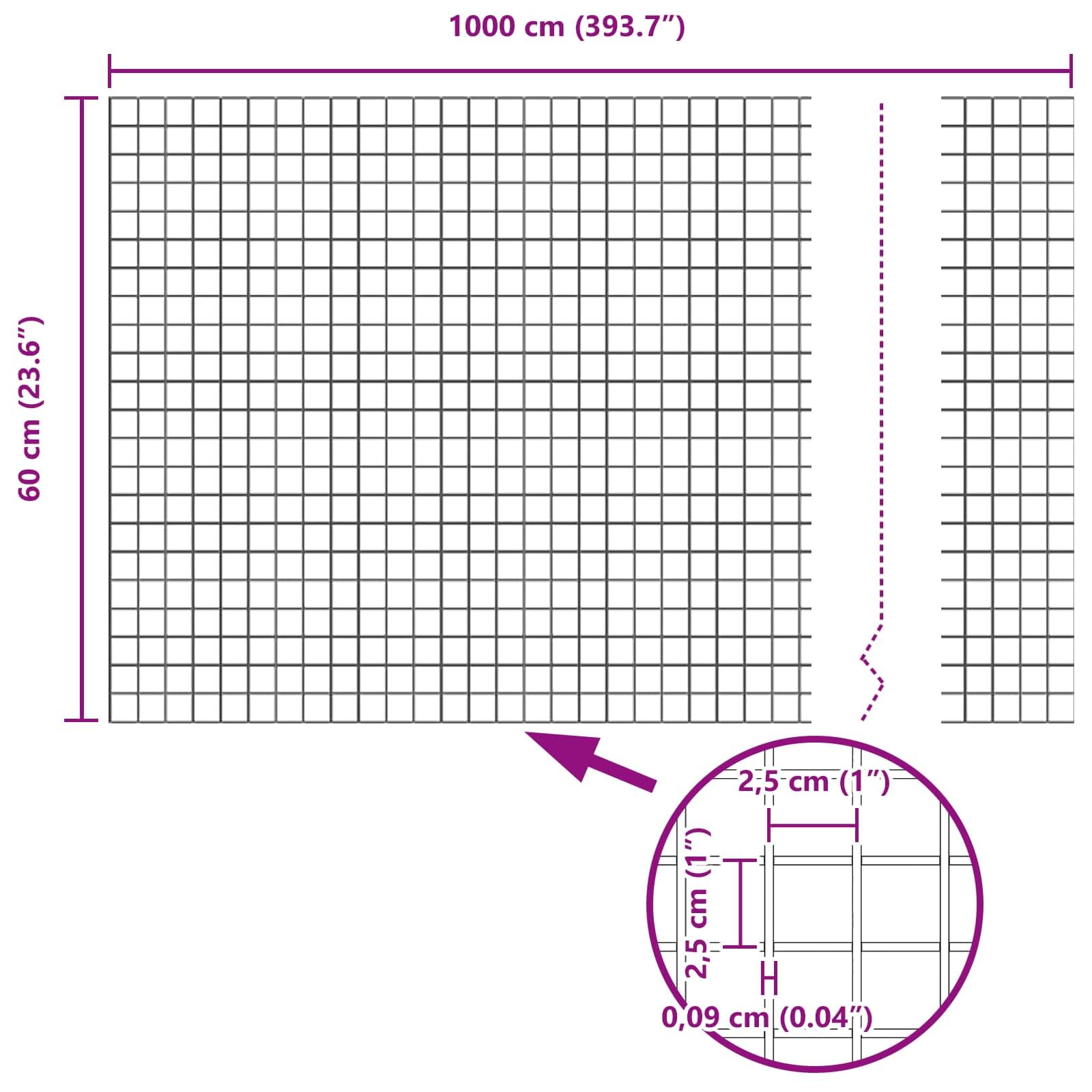Valla de alambre soldada verde 0,6 x 10 m, valla de metal resistente para jardín, terraza, gallinero, valla de malla de alambre resistente a la intemperie como barrera animal