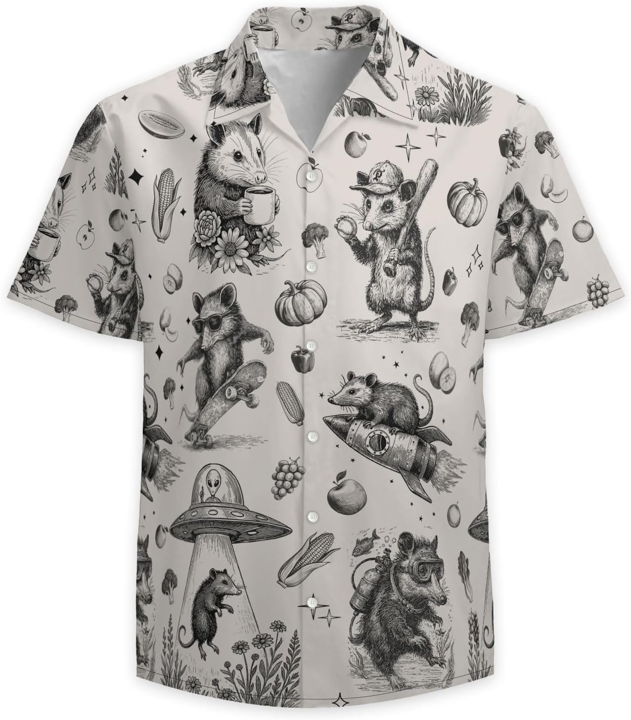 Funny Hawaiian Shirt for Men Vintage Print Short Sleeve Button Down Casual Summer Party Shirt - Image 4