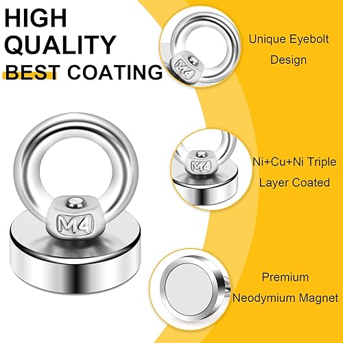 Miniatura 10 de DIYMAG Ganchos magnéticos, 60 libras (59.5 lbs) con fuerza de tracción, gancho magnético de tierras raras con agujero avellanado para el lugar